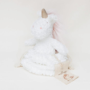 Мягкая игрушка Mrs. Ertha "Единорог Mrs. Peggie", белая с розовым, 31 см